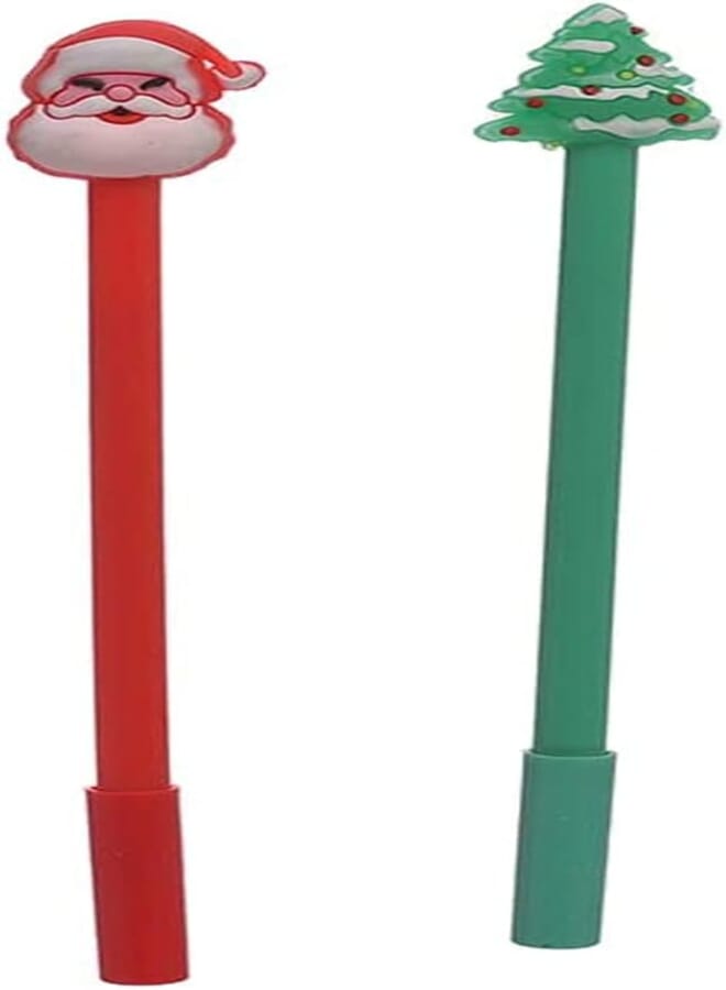 Generic Gel Ink Pen 0.5 mm Cute Christmas Tree And Santa Claus Shape Blue Ink Pack Of 2 Pens - Green Red